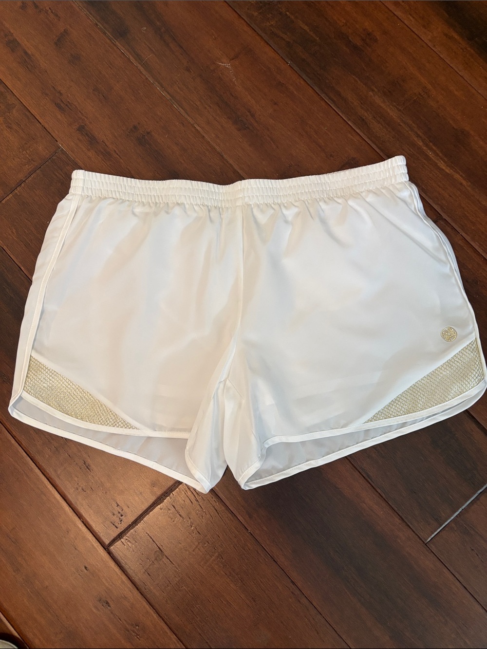 Lilly Pulitzer White Athletic Shorts with Gold Trim size small